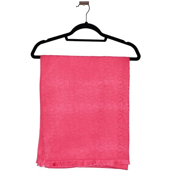 Calvin Klein Pink Logo Shawl Wide Scarf Pashmina - Picture 1 of 7